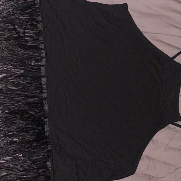 Tops - Black tank with black feathers
